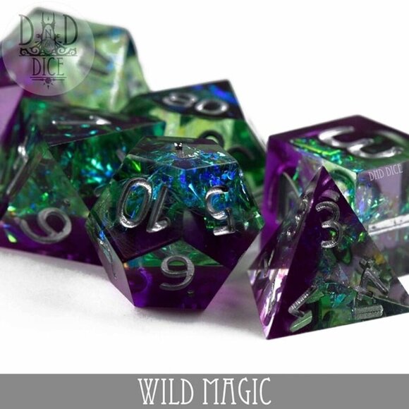 DND Dice Set - Wild Magic - 7 Handmade Resin Dice - Fantasy RPG Tabletop Gaming - Picture 2 of 5